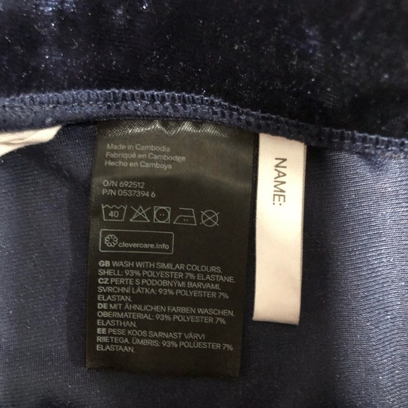 H&M Girls Crushed Velvet Leggings in Navy Blue - US Size 11-12Y - Picture 3 of 5